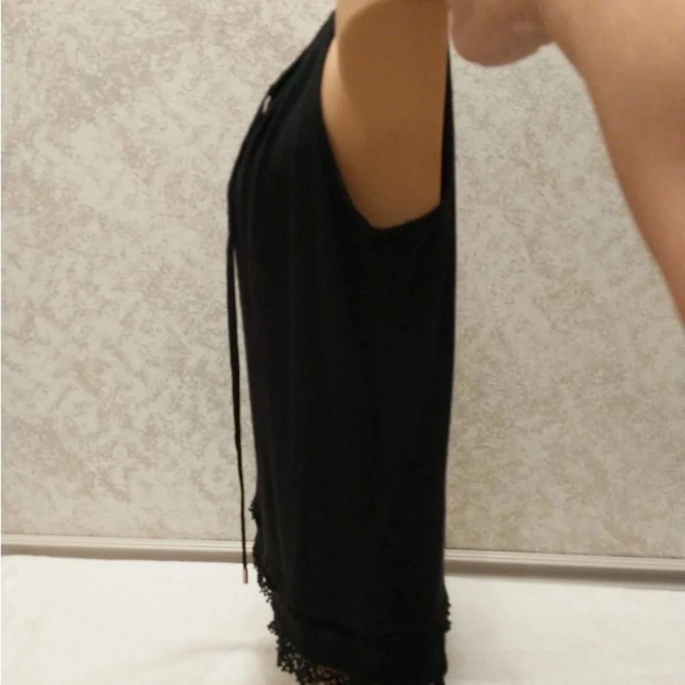 White House Black Market Black Crochet Trim Top